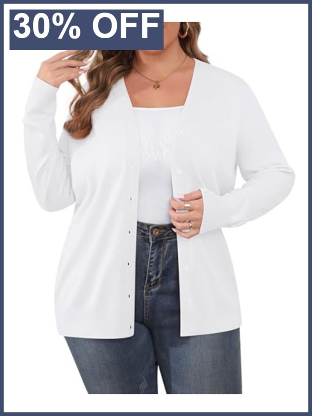 Plus Size Cardigan Long Sleeve Lightweight Button Sweater